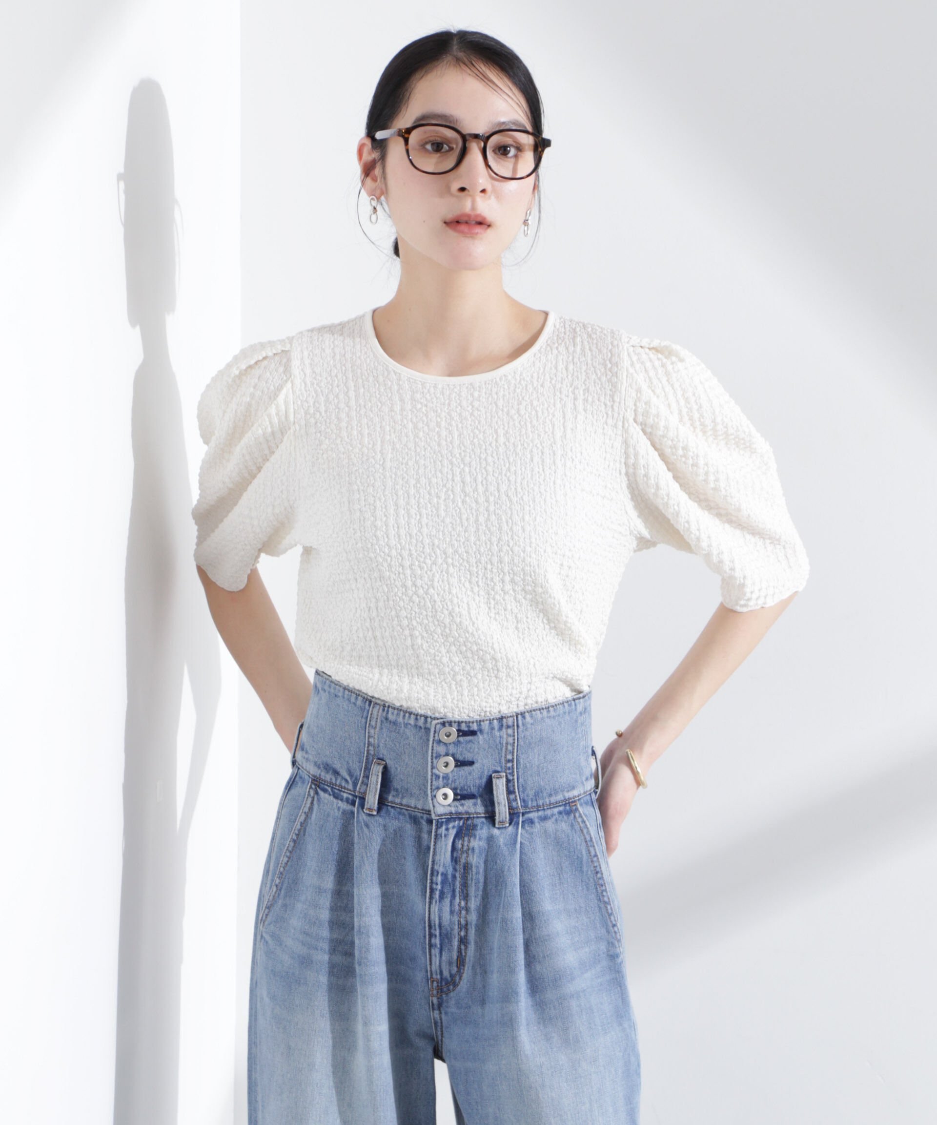 nano･universe「シャーリングタックスリーブトップス」|Tシャツ・カットソー|