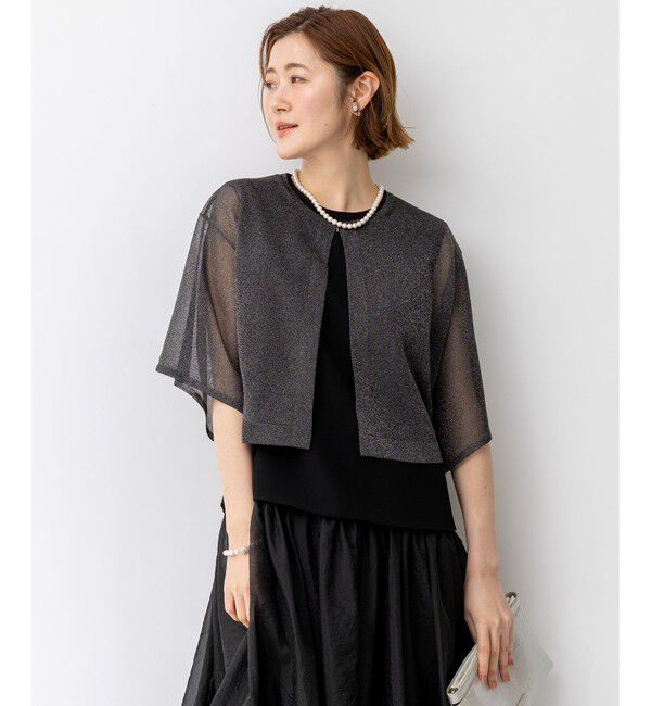 23区「【APPLAUDIR】グロッシーニット ボレロカーディガン」|カーディガン|ブラック系