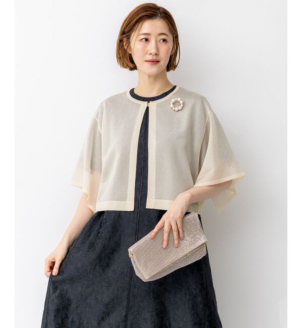 23区「【APPLAUDIR】グロッシーニット ボレロカーディガン」|カーディガン|シャンパン系