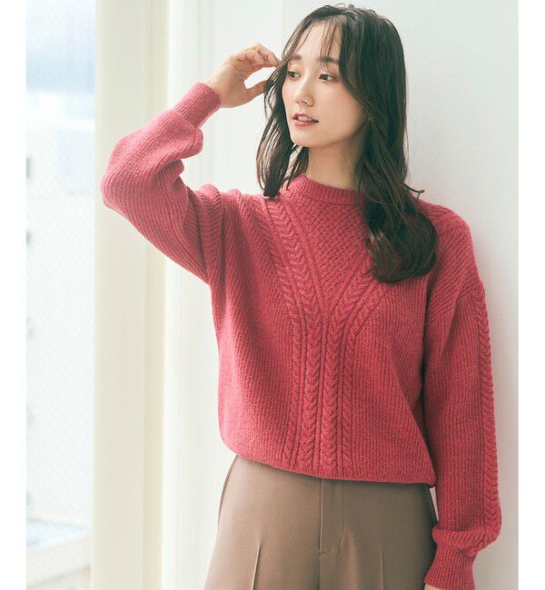 any SiS「【洗える】フロントケーブルポイントアンゴラブレンド ニット」|ニット・セーター|