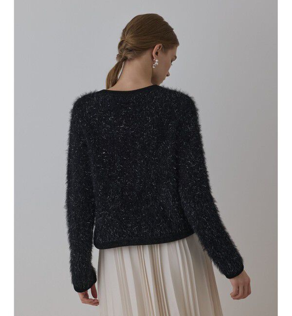 GRACE CONTINENTAL「ノーカラーフェザーニットカーディガン」|カーディガン|