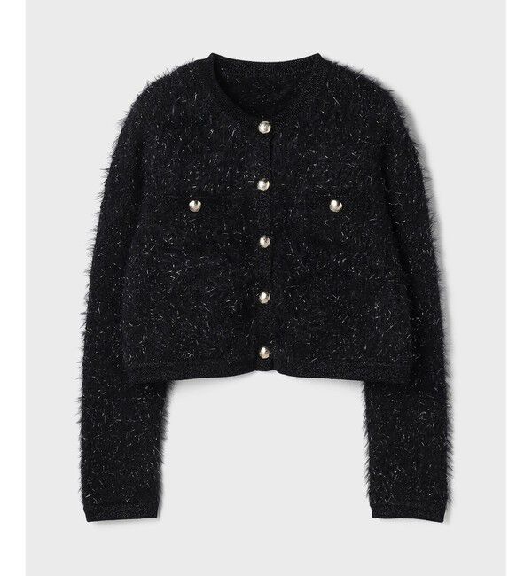 GRACE CONTINENTAL「ノーカラーフェザーニットカーディガン」|カーディガン|