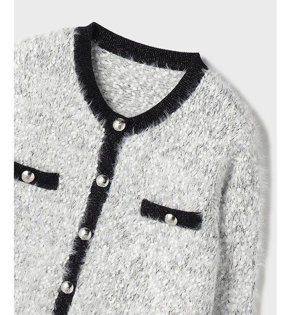 GRACE CONTINENTAL「ノーカラーフェザーニットカーディガン」|カーディガン|