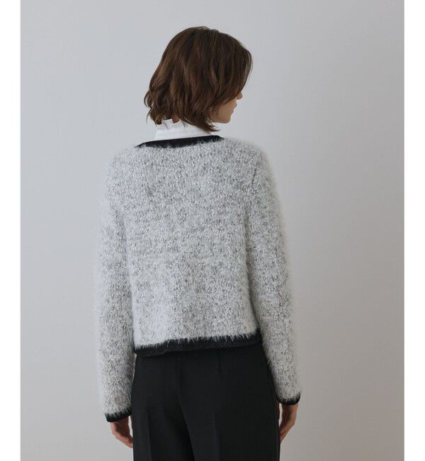 GRACE CONTINENTAL「ノーカラーフェザーニットカーディガン」|カーディガン|