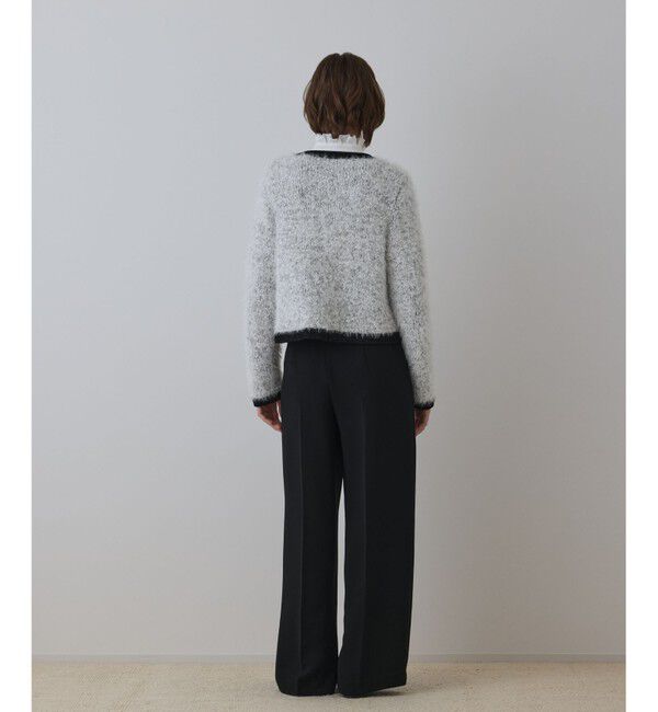 GRACE CONTINENTAL「ノーカラーフェザーニットカーディガン」|カーディガン|