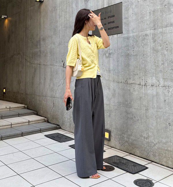 fredy emue「FR刺繍ケーブル柄半袖カーディガン」|カーディガン|