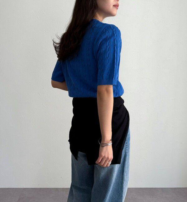 fredy emue「FR刺繍ケーブル柄半袖カーディガン」|カーディガン|