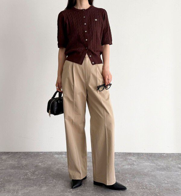 fredy emue「FR刺繍ケーブル柄半袖カーディガン」|カーディガン|