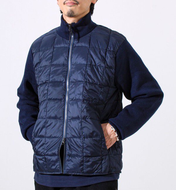 GLOSTER「【TAION/タイオン】ベーシック ハイネックWジップ ニットスリーブダウンジャケット」|ダウン|ネイビー