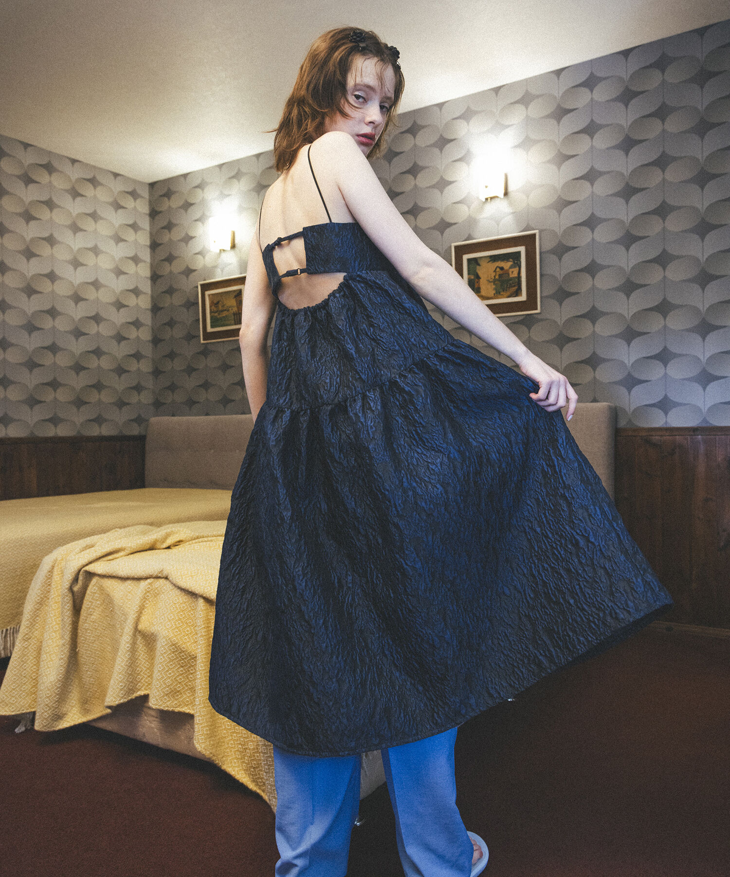 VIS「【VISDRESS】ふくれジャガードフレアワンピース【洗える】」|ワンピース|