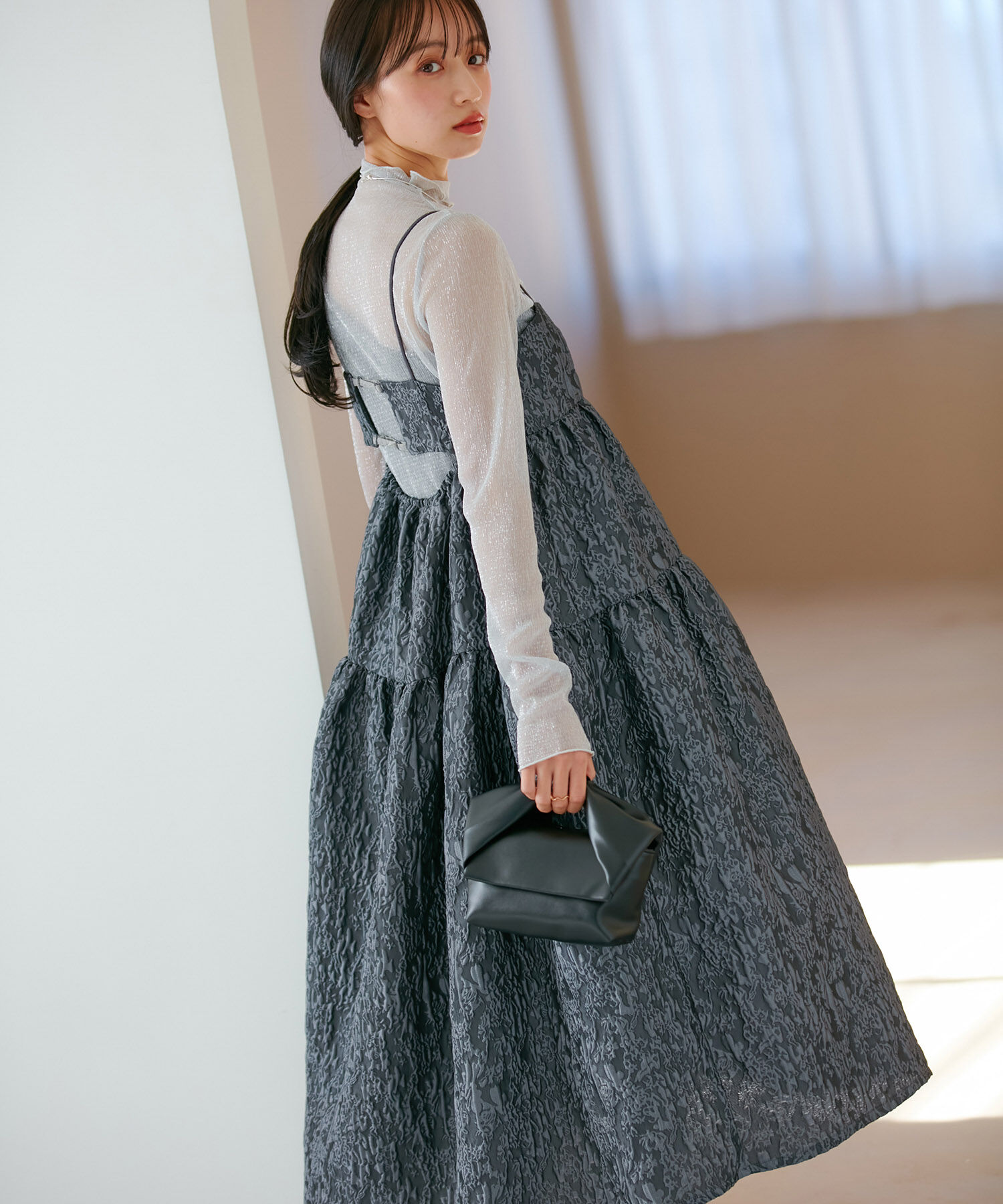 VIS「【VISDRESS】ふくれジャガードフレアワンピース【洗える】」|ワンピース|