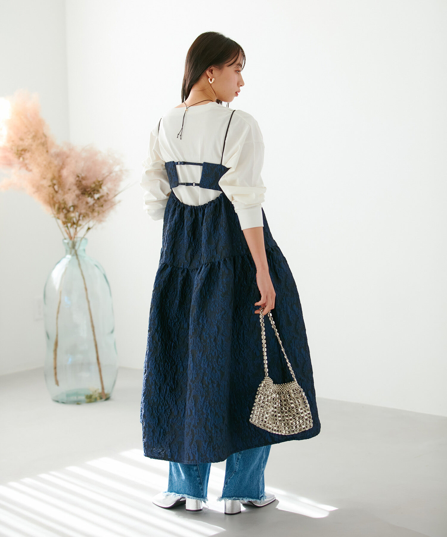 VIS「【VISDRESS】ふくれジャガードフレアワンピース【洗える】」|ワンピース|