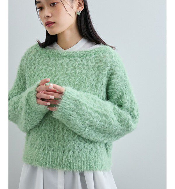 VIS「キラッと華やか！透かし柄シャギーニットプルオーバー」|ニット・セーター|グリーンサブ