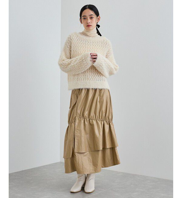 VIS「キラッと華やか！透かし柄シャギーニットプルオーバー」|ニット・セーター|