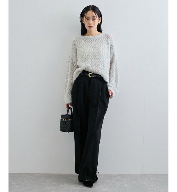 VIS「キラッと華やか！透かし柄シャギーニットプルオーバー」|ニット・セーター|