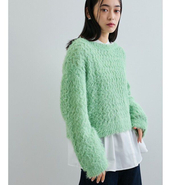VIS「キラッと華やか！透かし柄シャギーニットプルオーバー」|ニット・セーター|