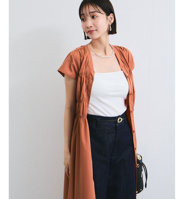 VIS「シャーリングデザインワンピース【WEB限定サイズ】」|ワンピース|