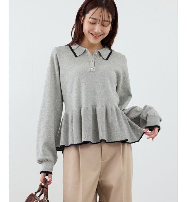 Rope&rsquo;Picnic「ペプラムポロカラーニット」|ニット・セーター|