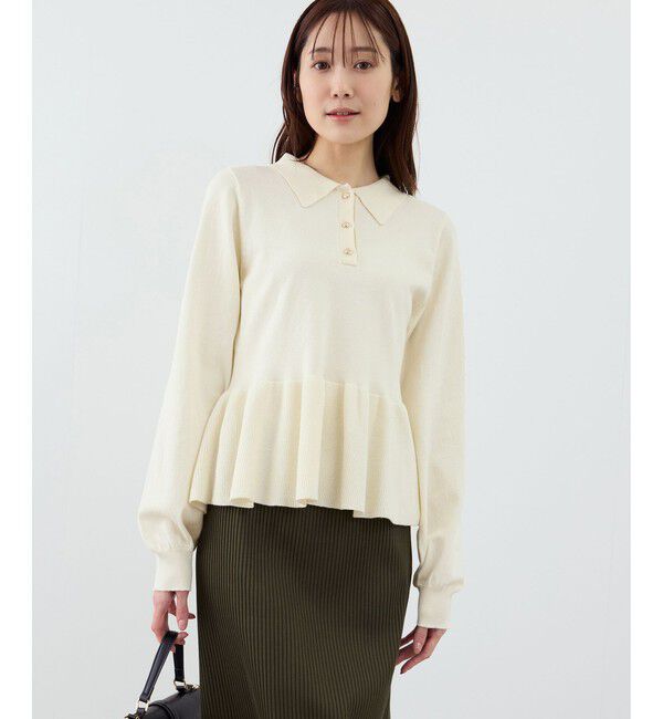 Rope&rsquo;Picnic「ペプラムポロカラーニット」|ニット・セーター|