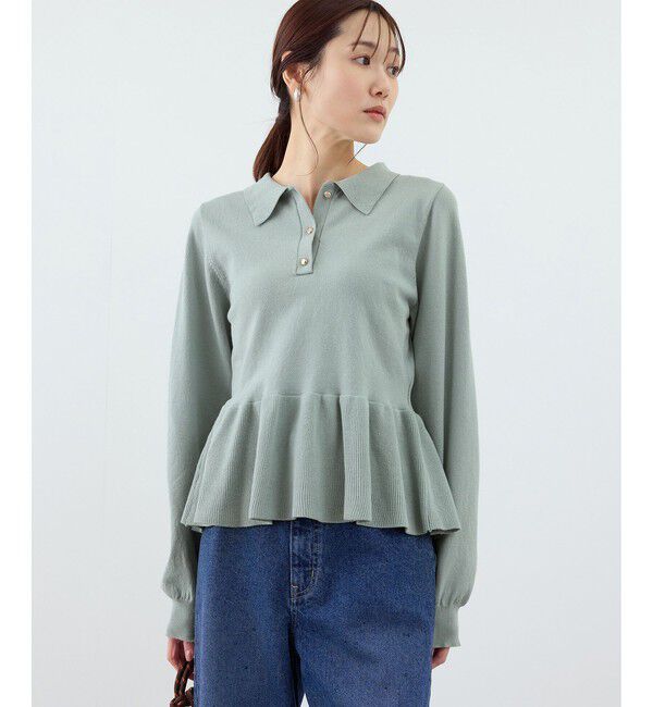 Rope&rsquo;Picnic「ペプラムポロカラーニット」|ニット・セーター|