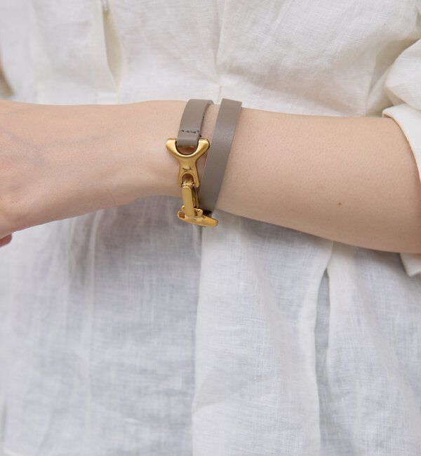  「ビットレザーブレスレット」|リング|グレージュ