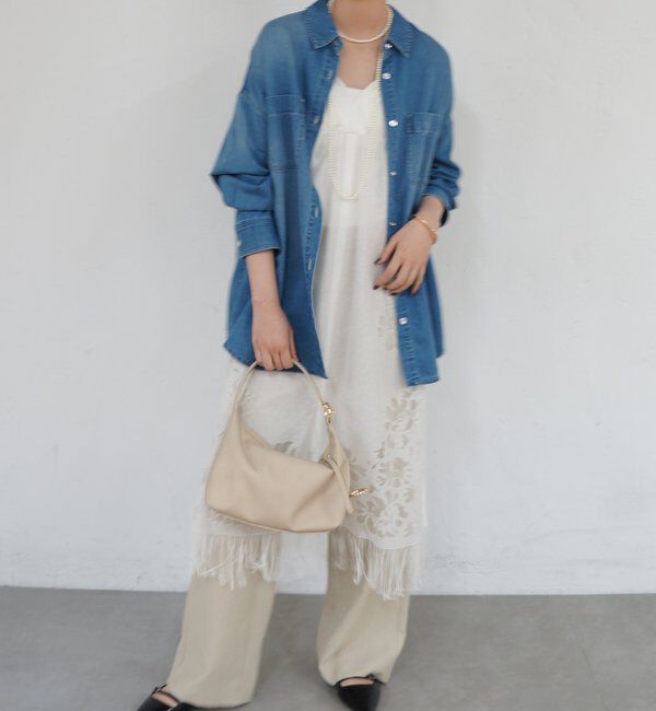  「【全骨格対応！自分サイズで、理想の体型カバー】フルイドデニムシャツ」|シャツ・ブラウス|