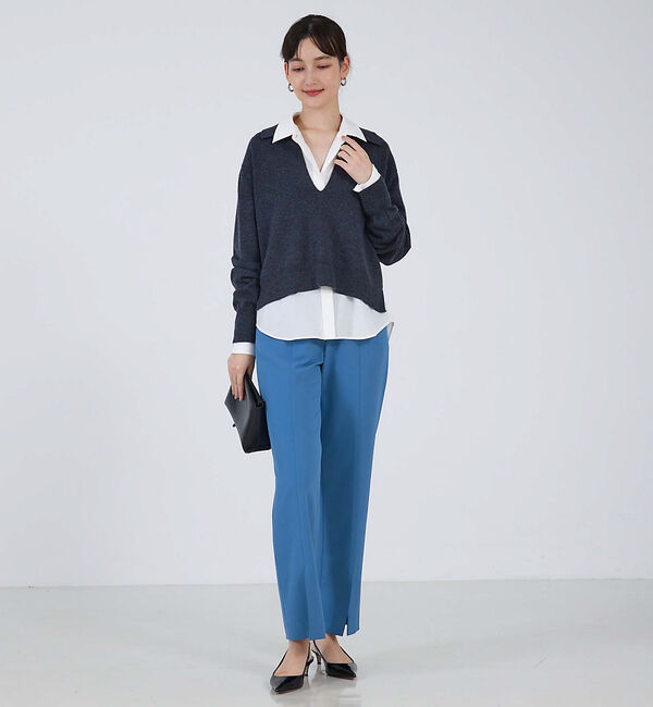 qualite「シャツカラーニットプルオーバー」|ニット・セーター|