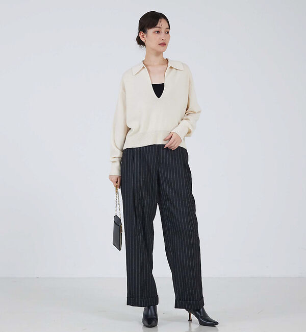 qualite「シャツカラーニットプルオーバー」|ニット・セーター|