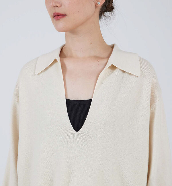 qualite「シャツカラーニットプルオーバー」|ニット・セーター|