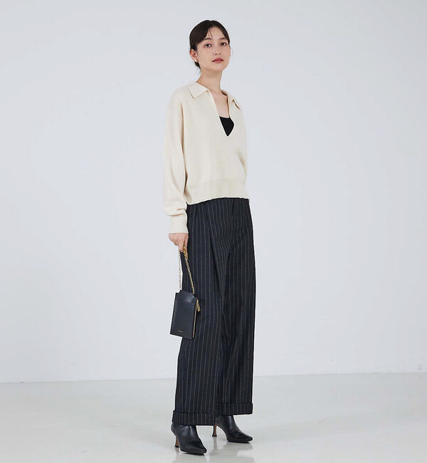 qualite「シャツカラーニットプルオーバー」|ニット・セーター|