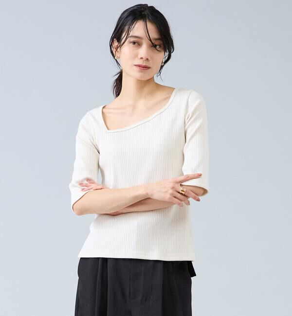 Liesse「アシンメトリーネック2WAYテレコプルオーバー」|Tシャツ・カットソー|アイボリー