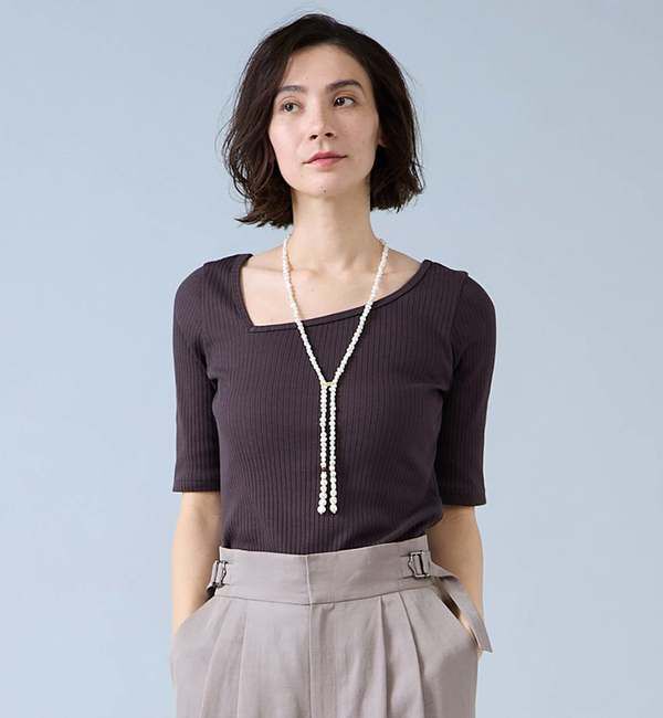 Liesse「アシンメトリーネック2WAYテレコプルオーバー」|Tシャツ・カットソー|ブラウン