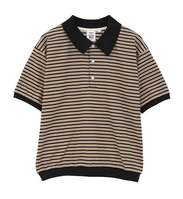 Liesse「【STAR&STRIPE/スターアンドストライプ】ボーダーポロニット」|ニット・セーター|ブラック