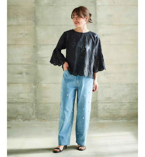 le.coeur blanc「パールデニムパンツ」|デニム|