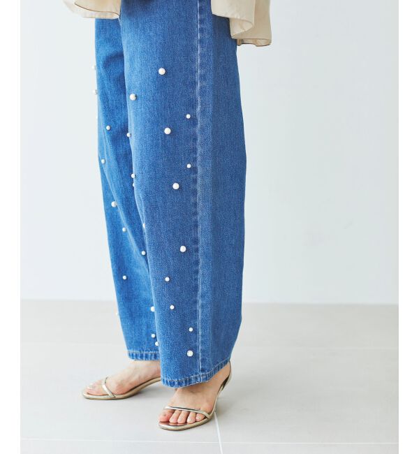 le.coeur blanc「パールデニムパンツ」|デニム|