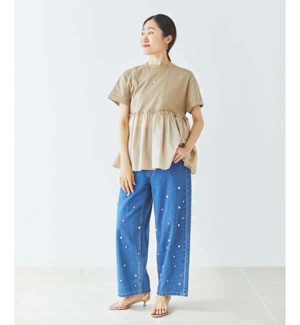 le.coeur blanc「パールデニムパンツ」|デニム|