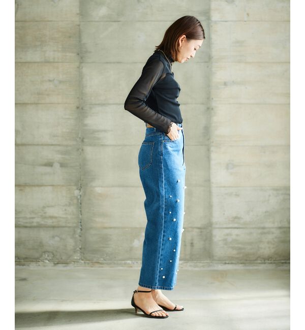 le.coeur blanc「パールデニムパンツ」|デニム|