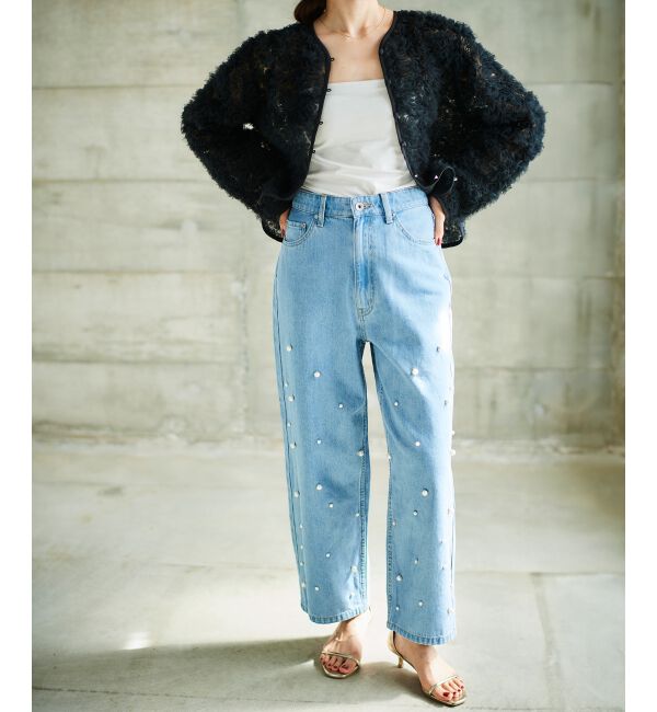 le.coeur blanc「パールデニムパンツ」|デニム|