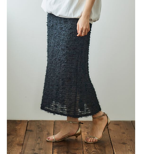  「シアーフリンジタイトスカート」|タイト|ブラック