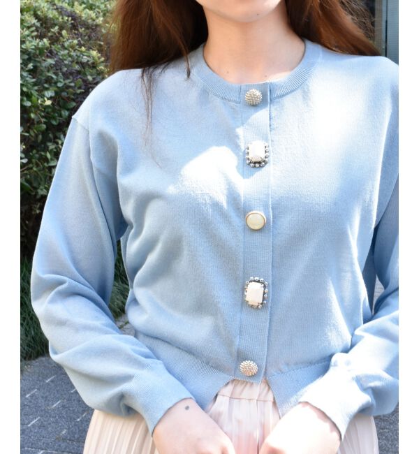  「《手洗い可能》TORRAZZO DONNAビジュー釦カーデ」|カーディガン|