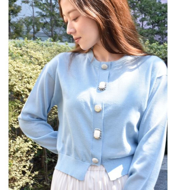  「《手洗い可能》TORRAZZO DONNAビジュー釦カーデ」|カーディガン|