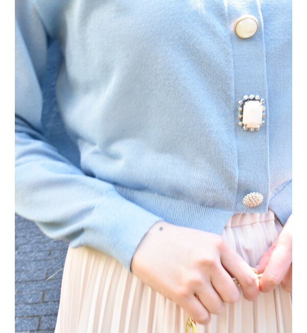  「《手洗い可能》TORRAZZO DONNAビジュー釦カーデ」|カーディガン|