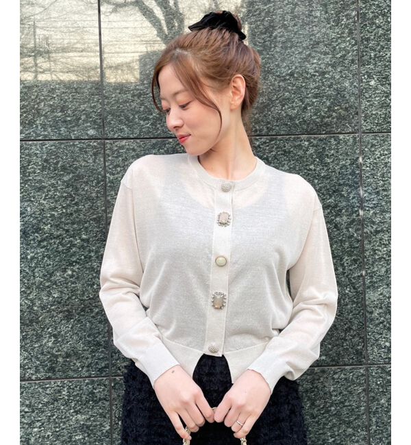  「《手洗い可能》TORRAZZO DONNAビジュー釦カーデ」|カーディガン|