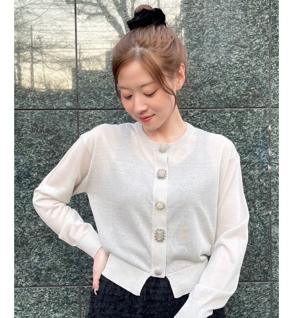  「《手洗い可能》TORRAZZO DONNAビジュー釦カーデ」|カーディガン|