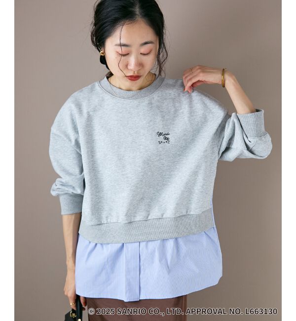  「【HELLO KITTY】刺繍ドッキングプルオーバー」|Tシャツ・カットソー|グレー