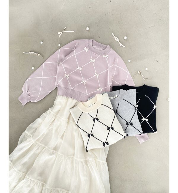 MAJESTICLEGON「プチリボンビジューニット」|ニット・セーター|