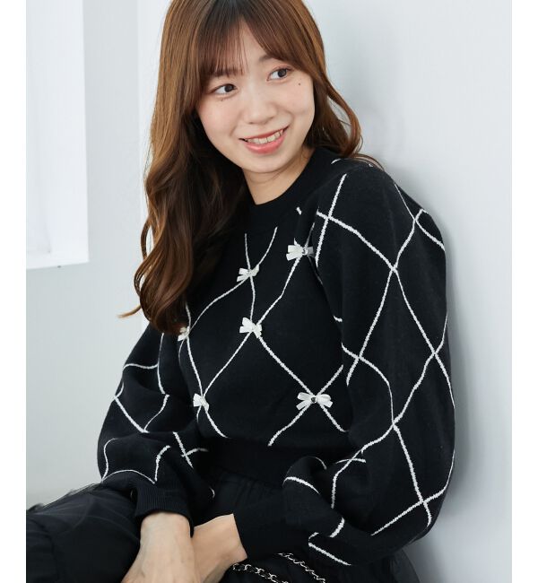 MAJESTICLEGON「プチリボンビジューニット」|ニット・セーター|