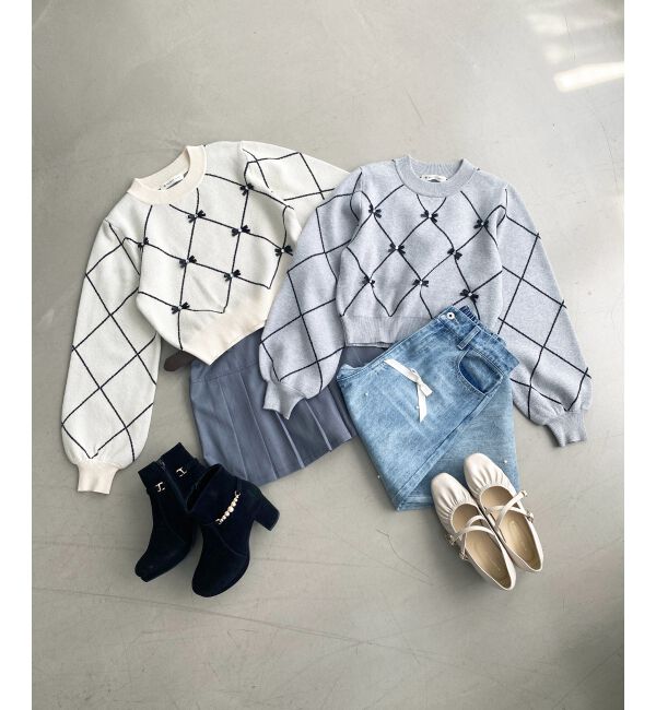 MAJESTICLEGON「プチリボンビジューニット」|ニット・セーター|