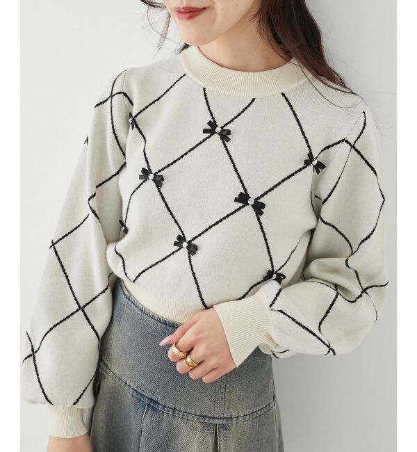 MAJESTICLEGON「プチリボンビジューニット」|ニット・セーター|