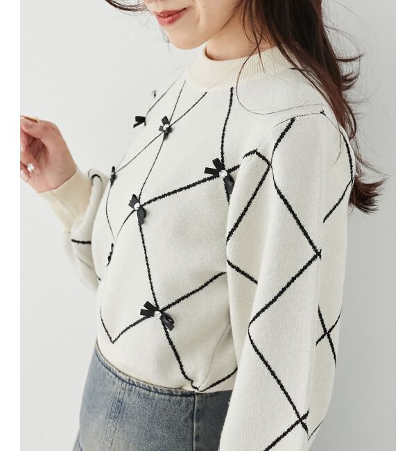 MAJESTICLEGON「プチリボンビジューニット」|ニット・セーター|